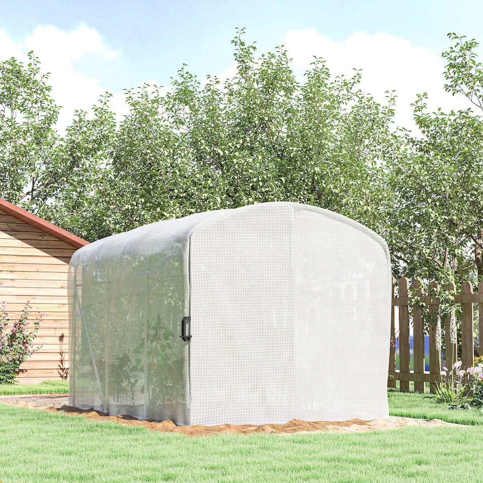 image 1 of Outsunny 3 x 2 x 2m Polytunnel Greenhouse with Door, Galvanised Steel Frame