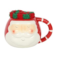 Something Different Santa Claus Christmas Mug and Sock Set - Red/White/Green - One Size