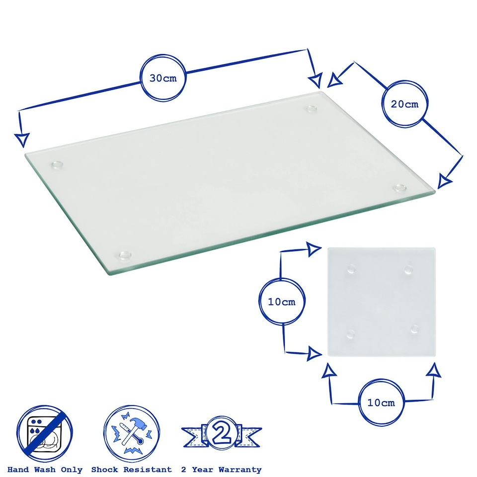 image 1 of Harbour Housewares 12pc Glass Dining Set - White - Placemats + Square Coasters - 30 x 20cm White
