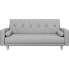 Yaheetech Fabric Convertible Sofa Bed with 2 Bolster Pillows-Light Grey