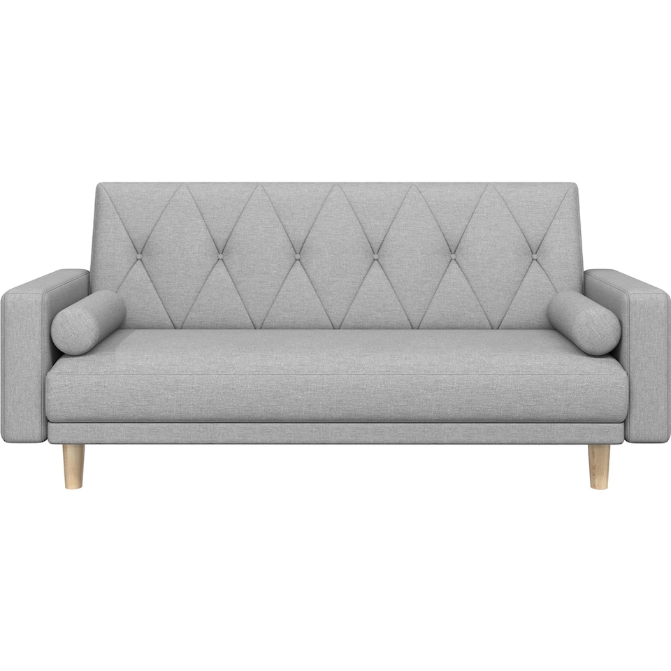 image 1 of Yaheetech Fabric Convertible Sofa Bed with 2 Bolster Pillows-Light Grey