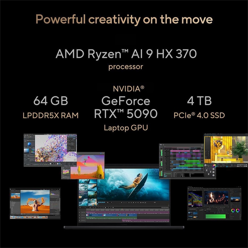 image 1 of ASUS ProArt P16 AMD Ryzen AI 9 HX 370 64GB RAM 4TB SSD RTX 5090 16" Touch W11H