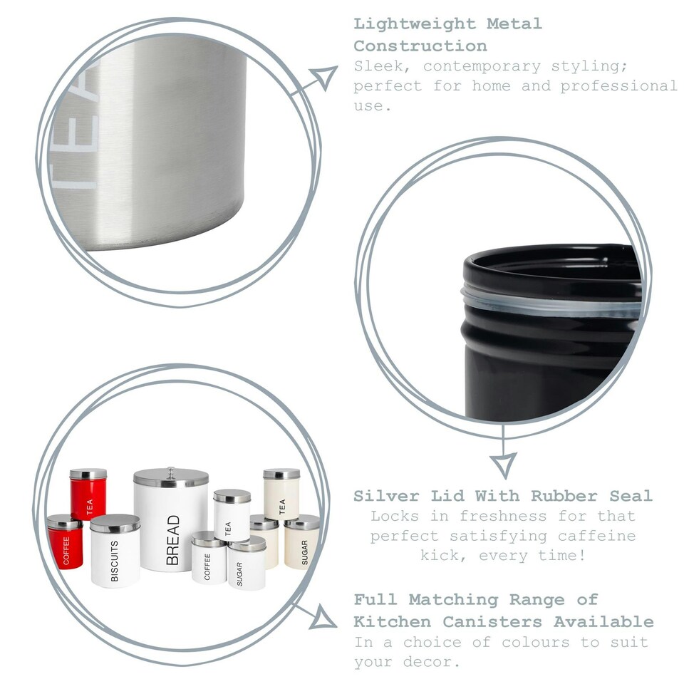 image 1 of Harbour Housewares 4 Piece White Round Metal Kitchen Canisters Set Utility Storage Utility Containers Storage Box Storage Container