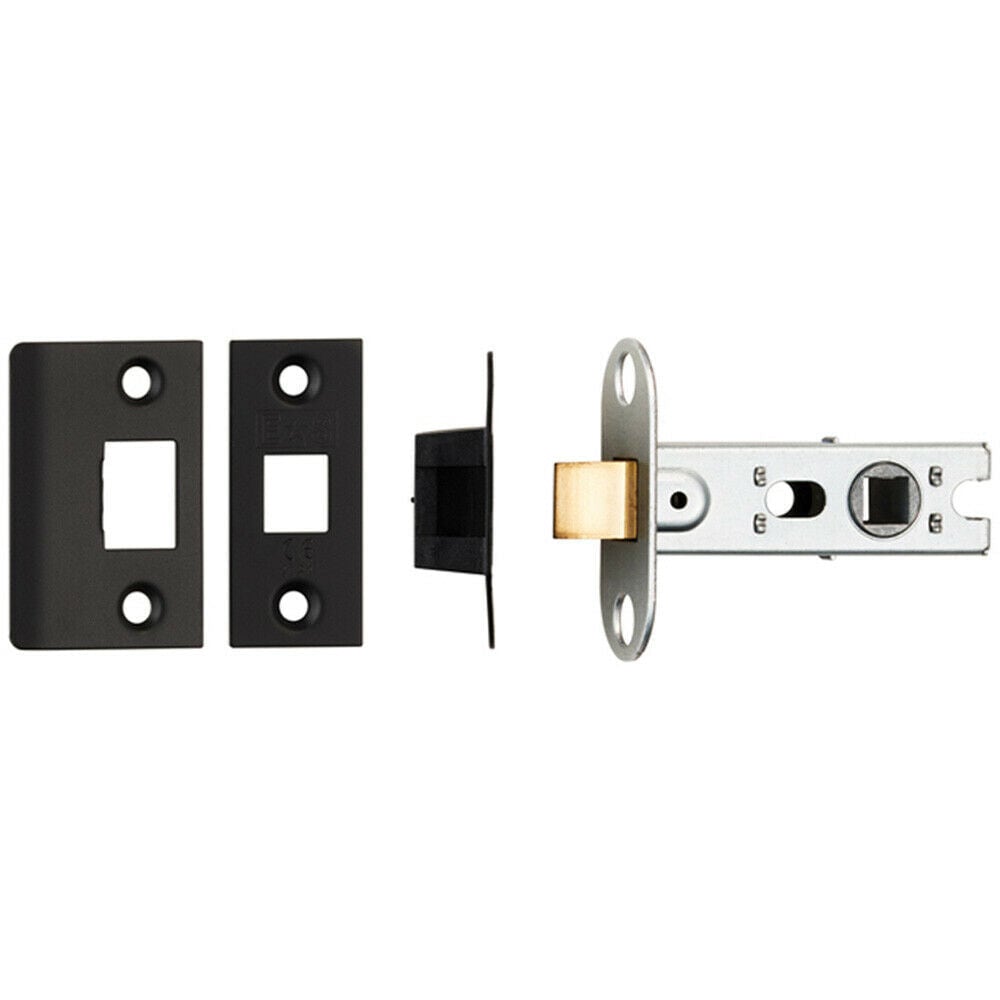 Loops 64mm Tubular Mortice Door Latch Bolt Through Square Forends Matt Black