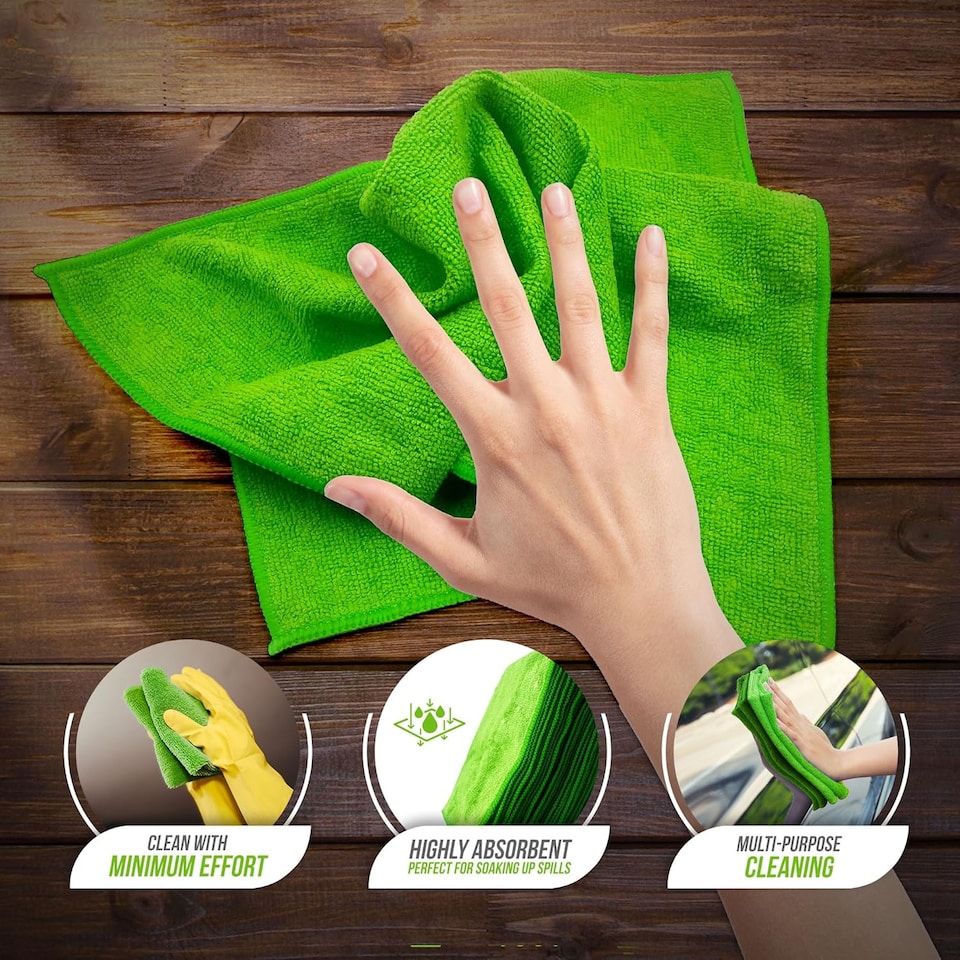 image 1 of Microfibre Cleaning Cloth 40x40cm Super Absorbent Lint Free Microfiber Cloths Cleaning for Home, Kitchen, Mirrors, Car - Pack of 20