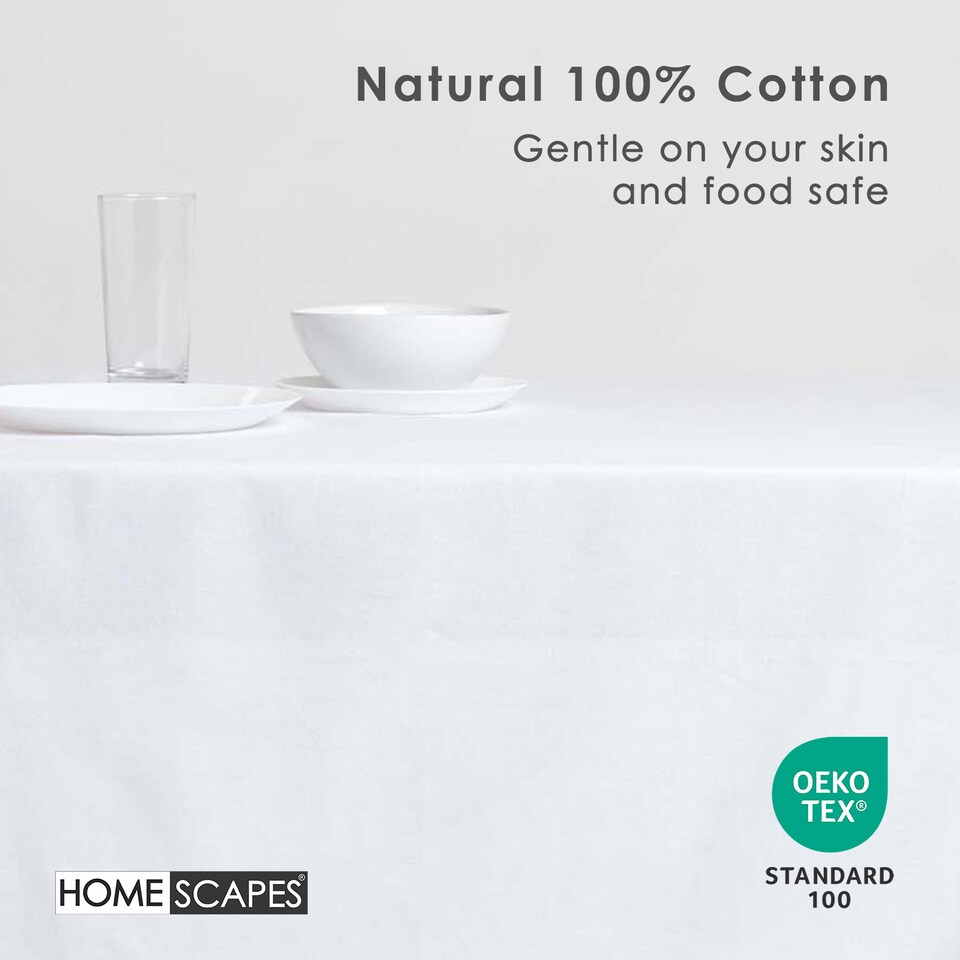 image 1 of Homescapes White Tablecloth - 137 x 228 cm | White | 137cm x 228cm (54" x 90")