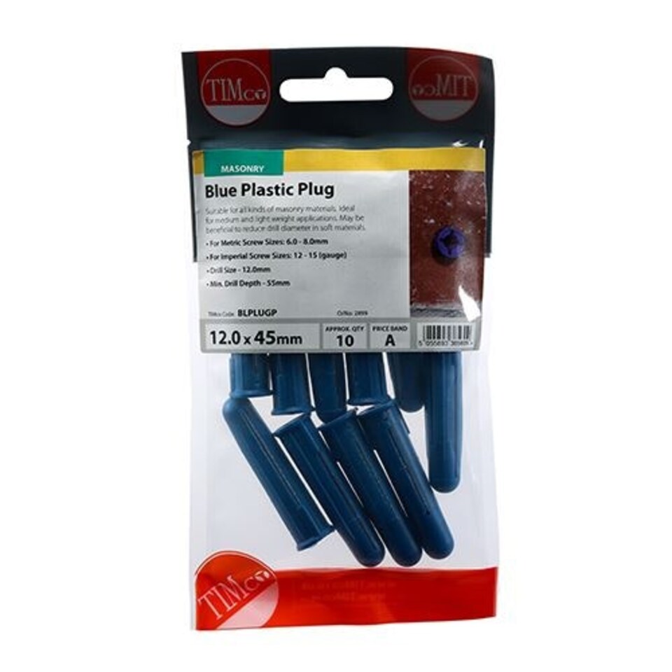 image 1 of Timco - Plastic Plugs - Blue (Size 48mm - 10 Pieces)