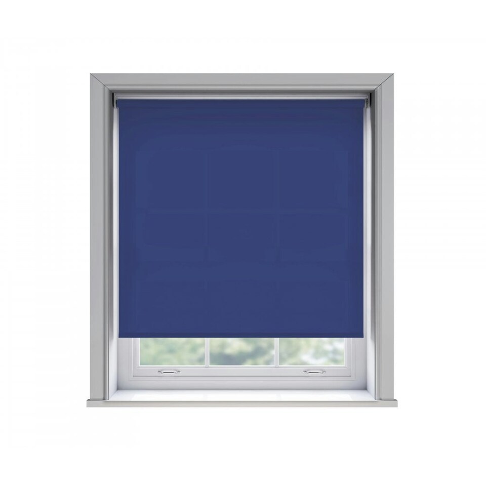130cm No Drill Navy Thermal Blackout Roller Blind (170cm Drop) Blue