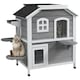 image 6 of PawHut Wooden Cat House Cat Cave Pet Shelter Condos Outdoor Grey