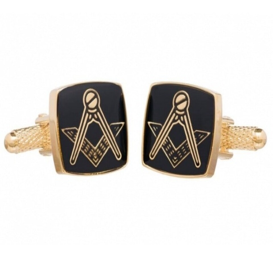 image 1 of Masonic Cufflinks - Onyx Art CK113 Freemason Novelty Cuffs