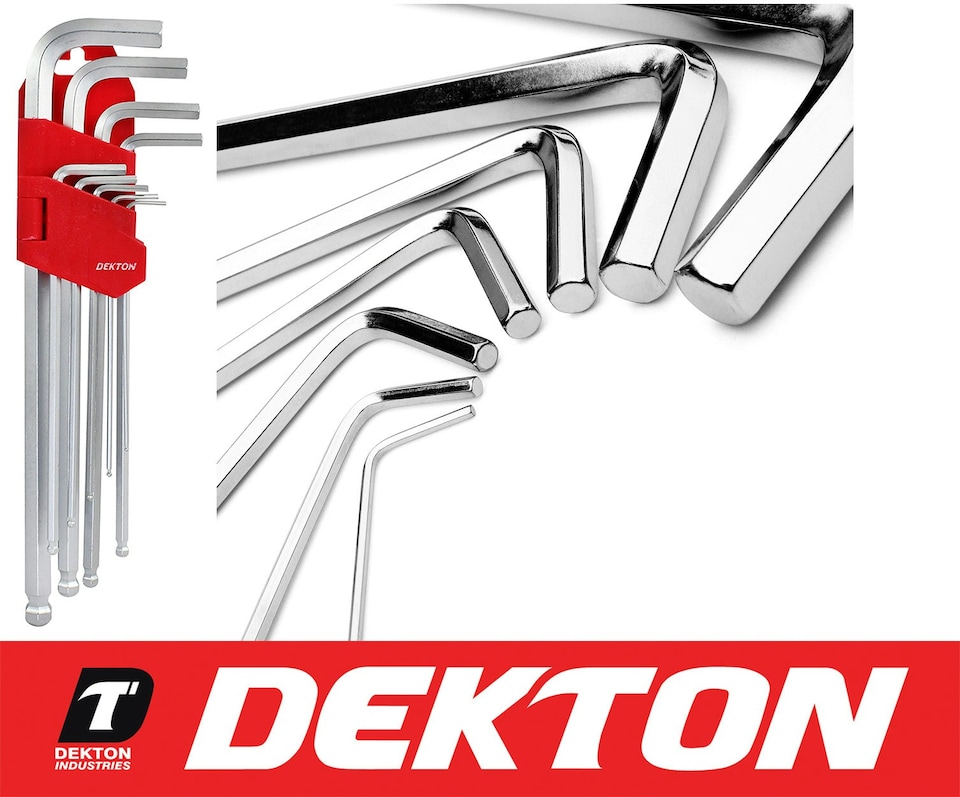 image 1 of Dekton Extra Long Metric Ball Point Hex Allen Key Set Allan Alan 1.5 - 10mm 9 Pc