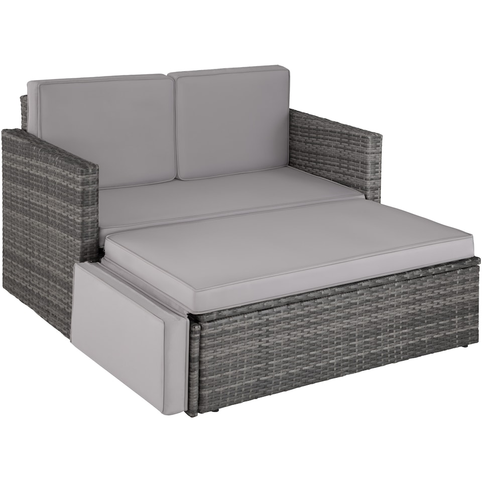 image 1 of Garden Sofa Corfu - 2 seater sofa, stool sun lounger, thick cushions | Grey | grey | 119 x 64,50 x 71,50 cm | 1