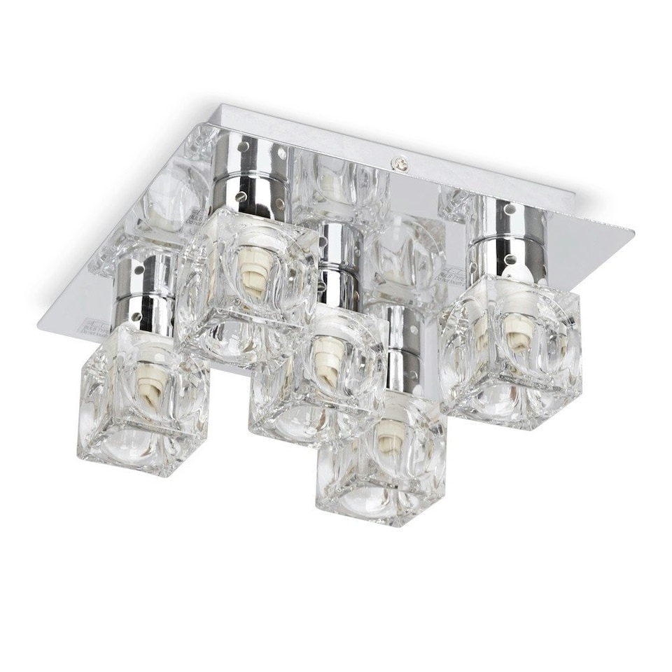 image 1 of ValueLights Modern Chrome Ice Cube 5 Way Flush Ceiling Spotlight | Chrome
