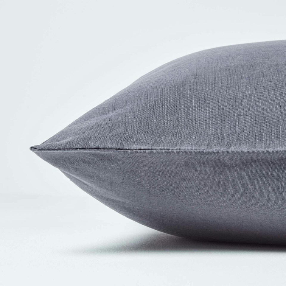 image 1 of Homescapes Dark Grey Linen Housewife Pillowcase - King Size | Grey | King