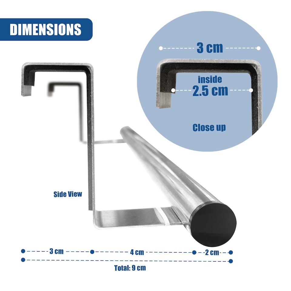 image 1 of GEEZY Stainless Steel Extendable Over Door Towel Rail 25-40cm Kitchen Bathroom
