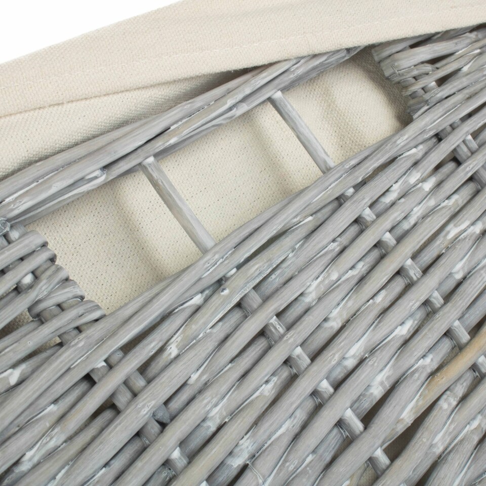 image 1 of Small Grey Wash Square Laundry Basket with White Lining | White | White