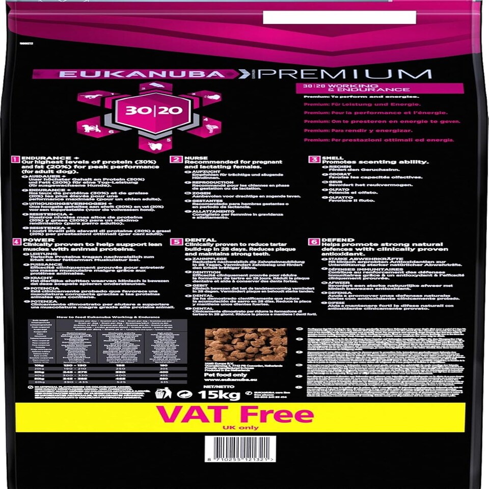 image 1 of EUKANUBA Dry Dog Food Premium Peformance for Adult Dogs, Working and Endurance Recipe with Chicken, 15 kg