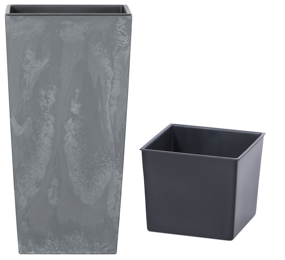 image 1 of URBI 26.5cm Concrete Effect Square Planter with Internal Insert | Grey | Grey & Set of 4 | 4