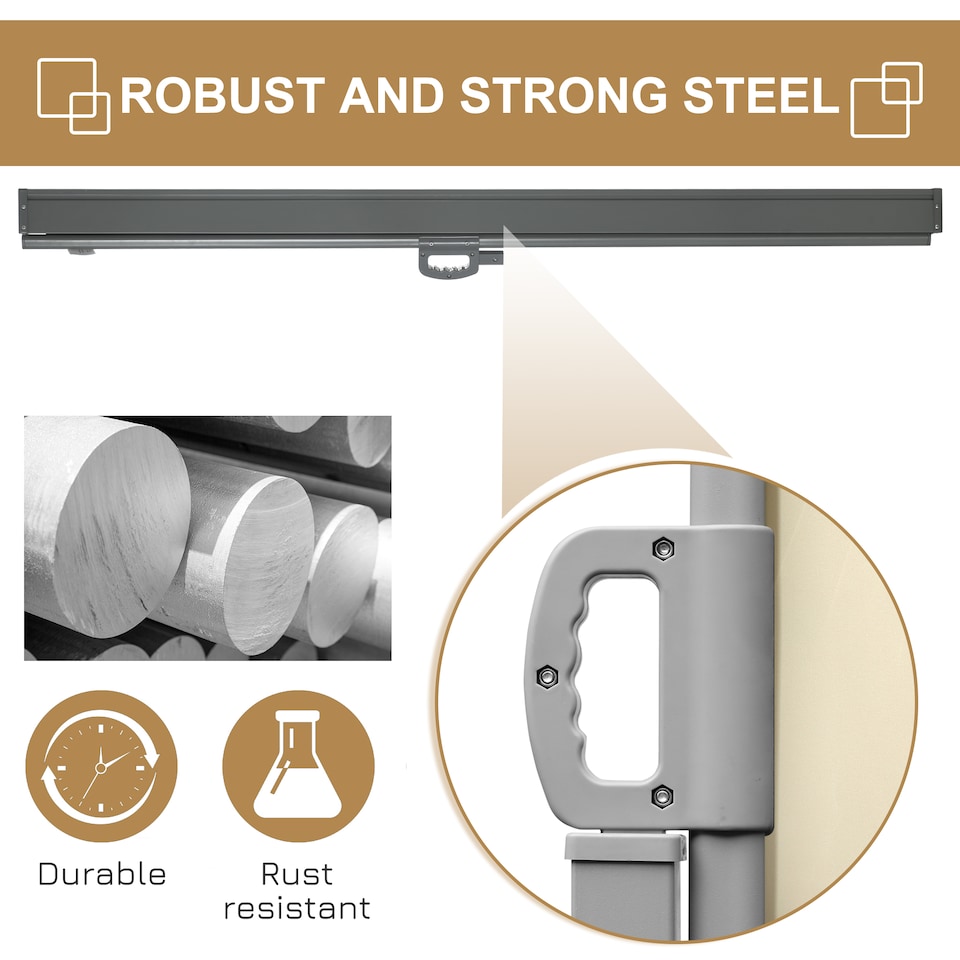 image 1 of Outsunny Retractable Sun Side Awning Screen Fence Patio Garden Wall Balcony Screening Panel Outdoor Blind Privacy Divider (3x1.8M, Cream White) | Cream