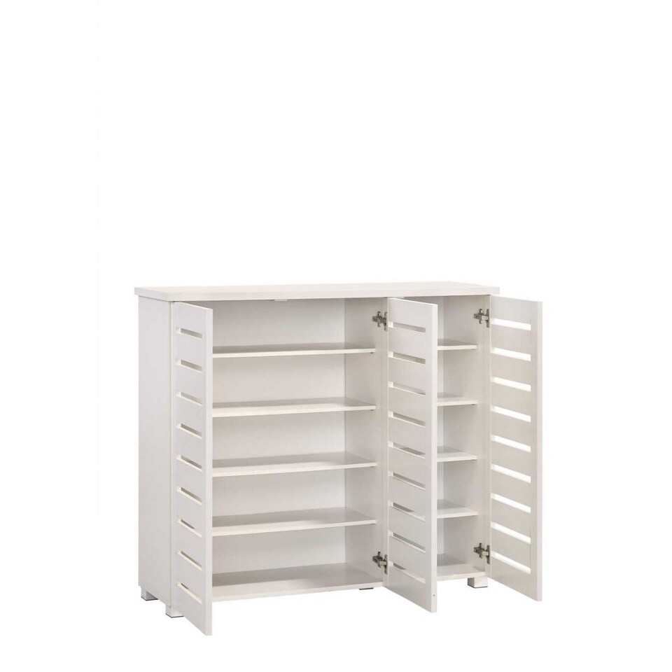 image 1 of Essentials 5 Tier Shoe Storage Cabinet 3 Door Cupboard Stand Rack Unit White
