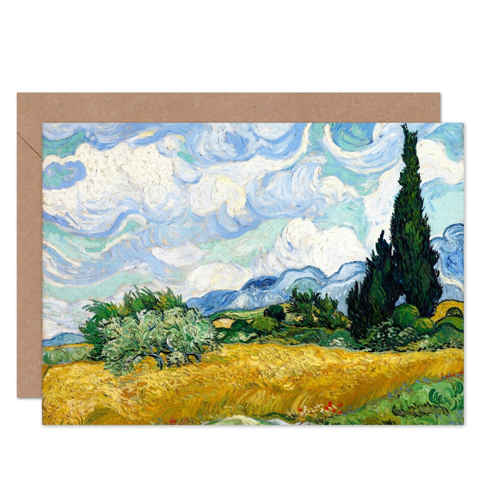 image 1 of Van Gogh Wheat Field With Cypresses Fine Art Greeting Card