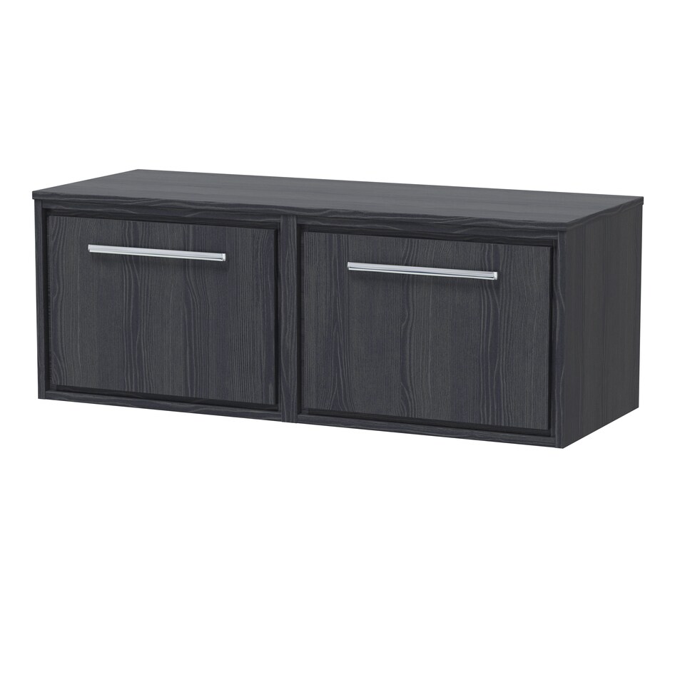 image 1 of Balterley Longnor 1 Drawer Wall Hung Vanity Unit with Worktop, Woodgrain Graphite Grey, 600mm
