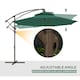 image 4 of Outsunny 2.7m Garden Banana Parasol Cantilever Umbrella with Crank Handle, Double Tier Canopy and Cross Base for Outdoor, Hanging Sun Shade, Green
