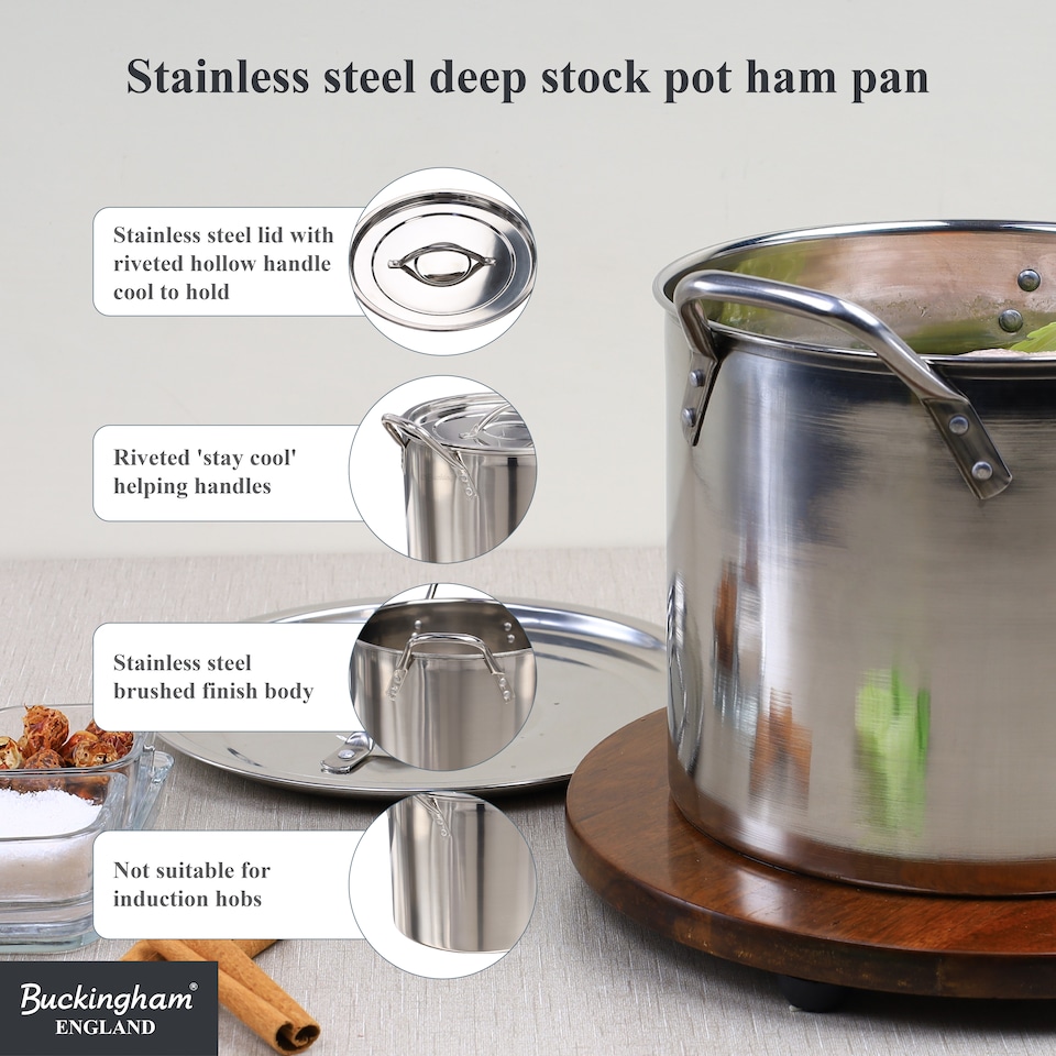 image 1 of Buckingham Stainless Steel Stock Pot with Lid 24 cm , 9 Litres 