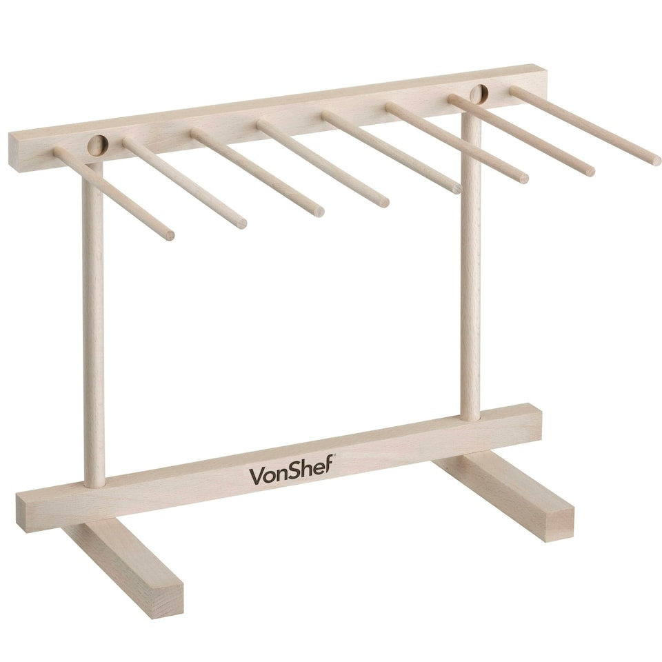 image 1 of VonShef Pasta Drying Rack, Collapsible Wooden Noodle Stand