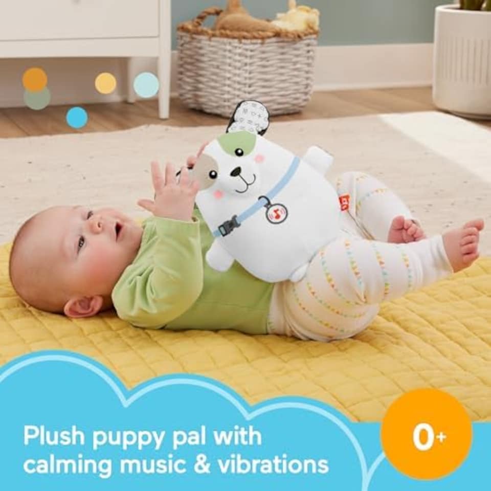 image 1 of Fisher Price Calming Vibes Puppy Soother Plush Sound Machine For Newborns
