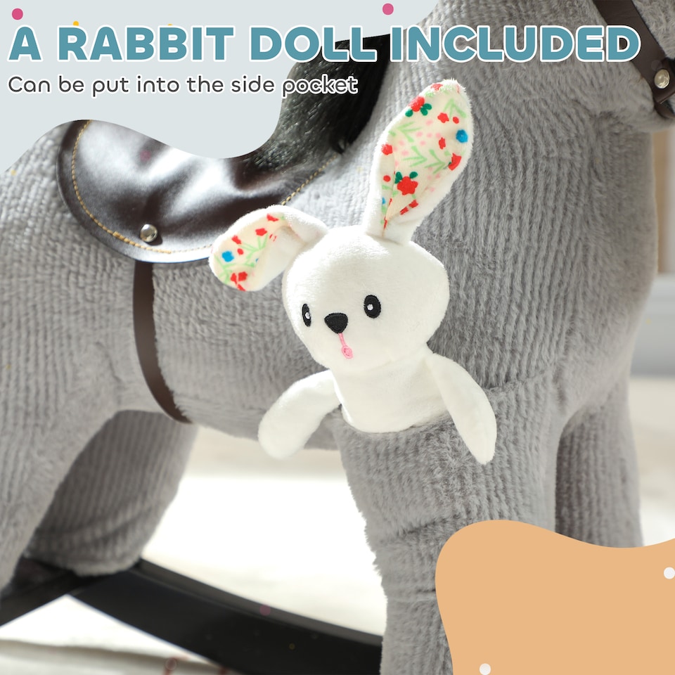 image 1 of AIYAPLAY Baby Rocking Horse, Toddler Animal Rocker for Kids Aged 2-5, Grey