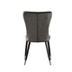 image 5 of Set of 2 New York Modern Velvet Dining Chairs with High Back, Black Metal Legs | Grey | Silver End Tips