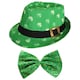 image 1 of Pack of 6 Irish Trilby Hat & Jumbo Irish Bow Tie Green | One Size