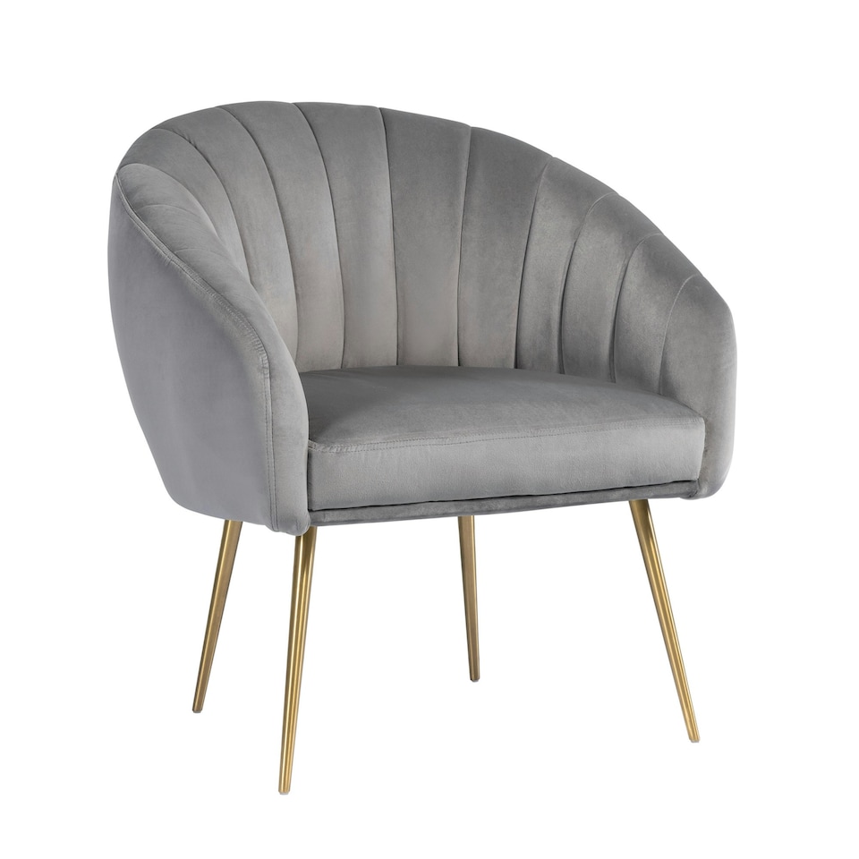 image 1 of Helena Velvet Accent Chair - Grey