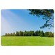 image 1 of Beauty landscape of grass field with forest trees and environment public park with sun rays (Rug) Blue | L