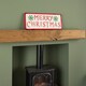 image 2 of 57cm Metal Merry Christmas Hanging Sign in Red & White with Green Snowflakes