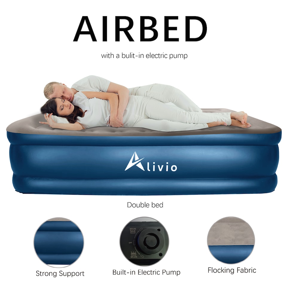 image 1 of Alivio Inflatable Airbed Mattress with Built-in Electric Pump - Air Mattress (Double)