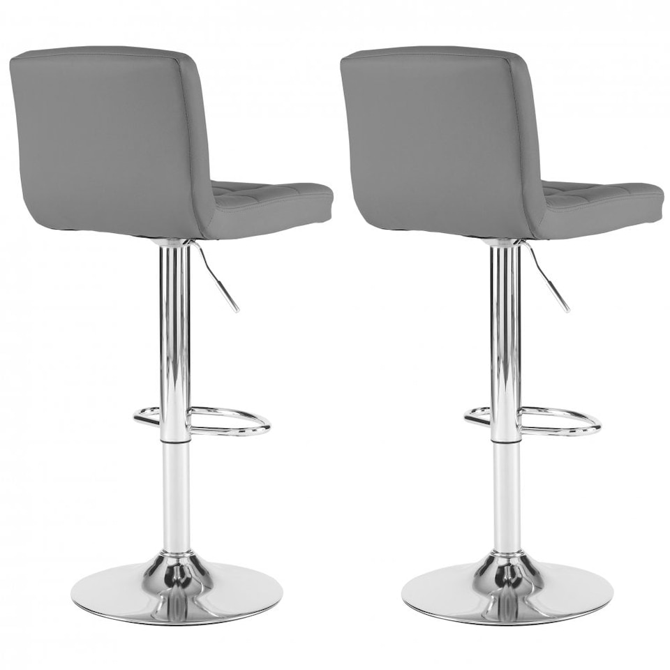 image 1 of Neo Cuban Bar Stool Dark Grey Faux Leather Stainless Steel Base Set of Two