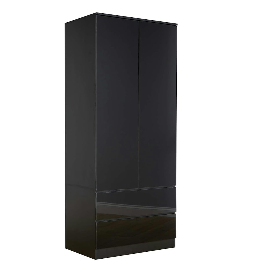 image 1 of Wardrobe 2 Door 2 Drawer Storage Cabinet Modern Home Bedroom Furniture White