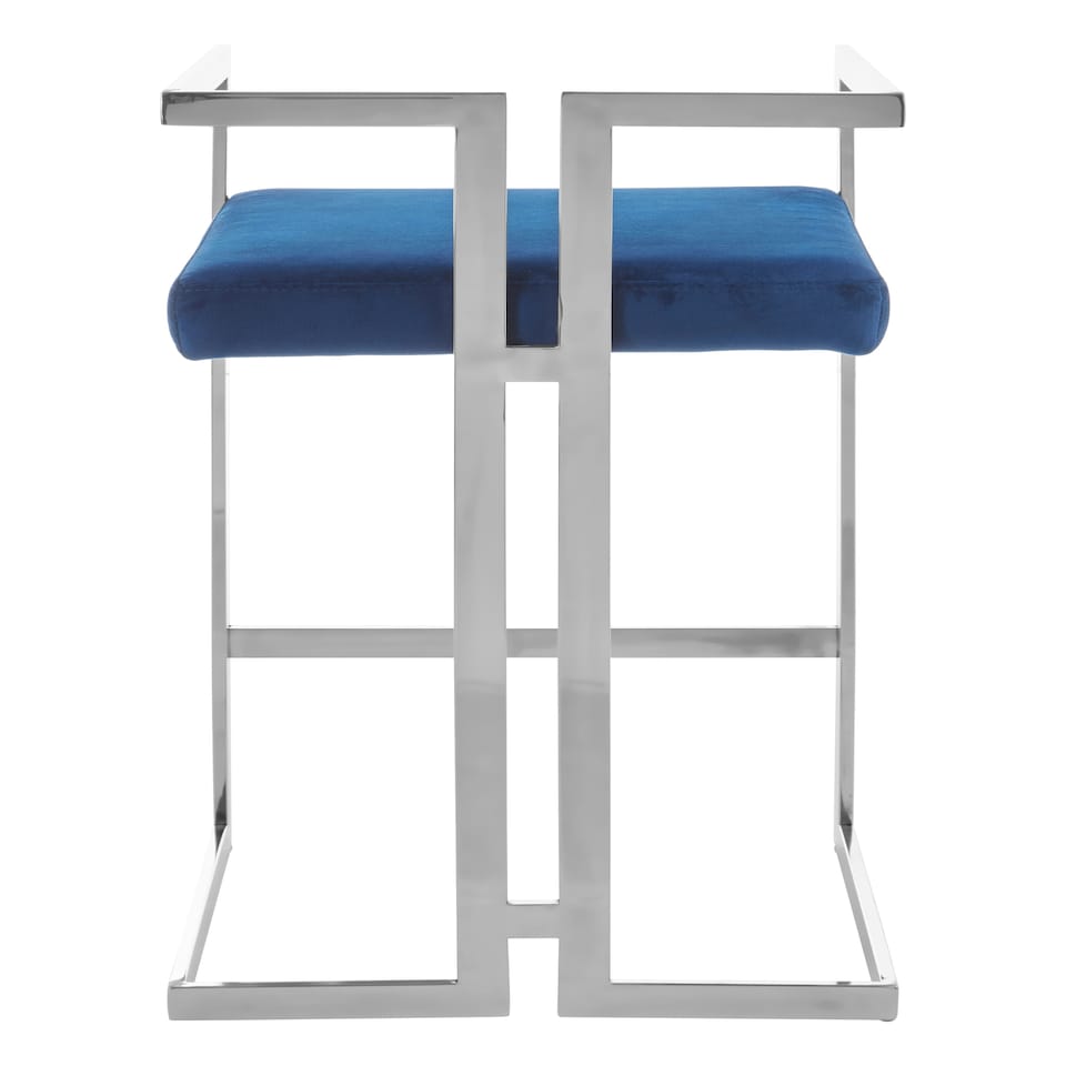 image 1 of Interiors by Premier Blue Velvet Bar Stool with Silver Frame Blue