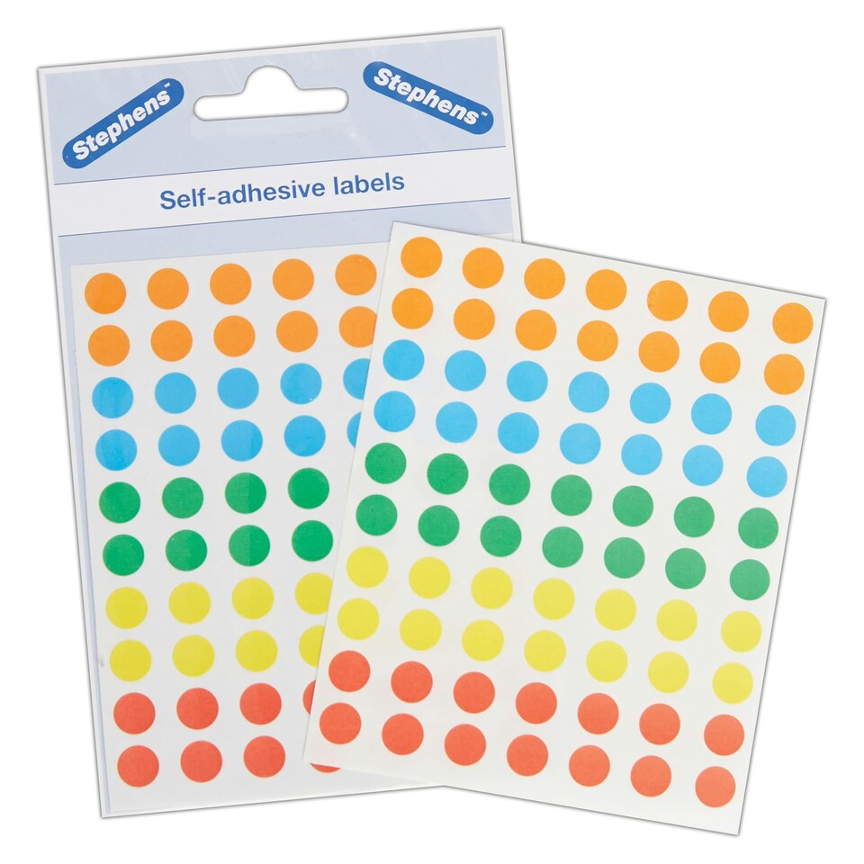 Stephens Labels Asst Cols 8mm Pk350 - Stephens - RS251156 N/A