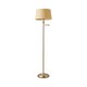 image 1 of ValueLights Sinatra Brushed Chrome Floor Lamp Beige Taper Shade and Bulb
