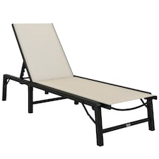 Outsunny Folding Sun Lounger Set of 2, 5-Position Reclining Sun Bed 