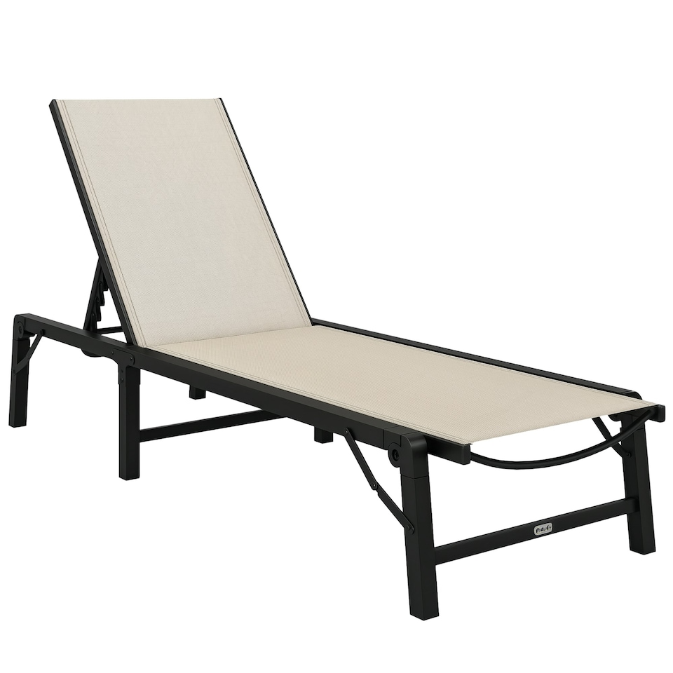 image 1 of Outsunny Folding Sun Lounger Set of 2, 5-Position Reclining Sun Bed