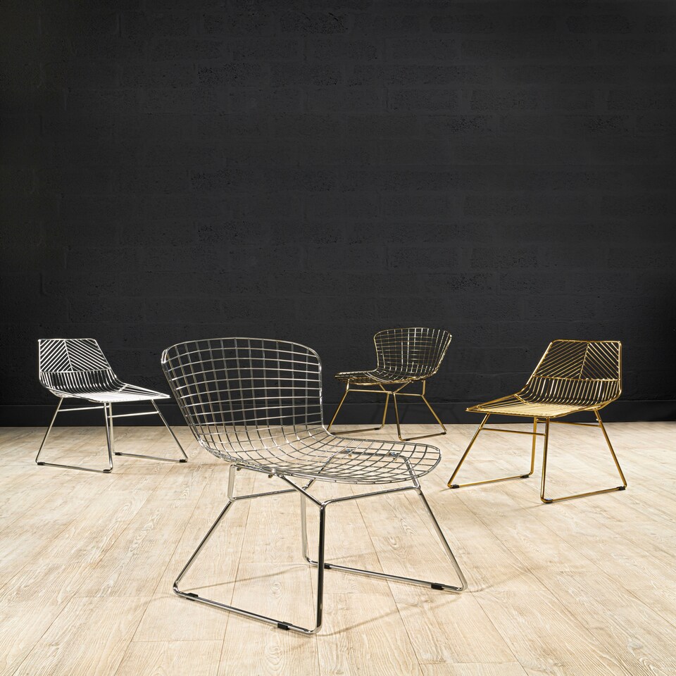 image 1 of Interioirs by Premier Small Gold Metal Wire Chair, Sturdy Metal Chair for Kitchen, Outdoor Tapered Metal Chair for Patio, Lawn