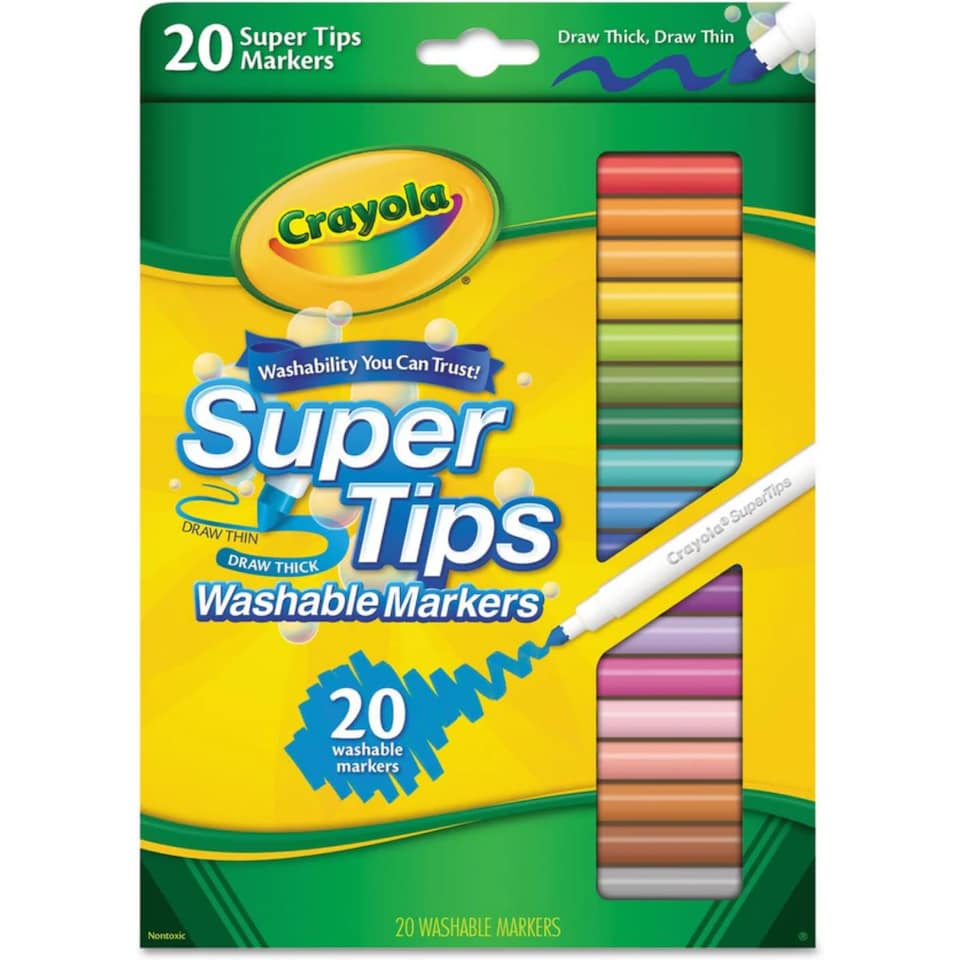 image 1 of Crayola Super Tips Washable Markers 20 Count