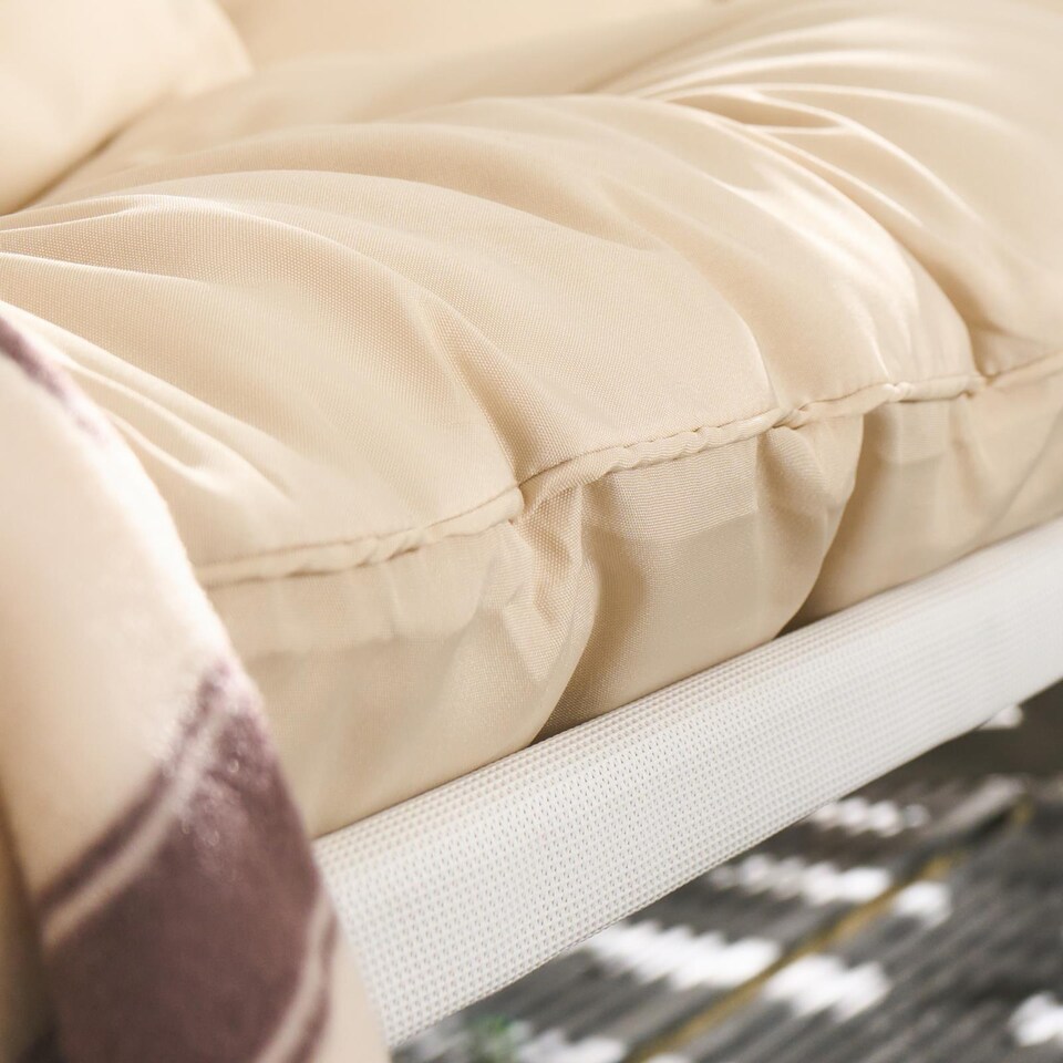 image 1 of OHS Santorini 5 Seater Corner Sofa Table Set Garden Patio Furniture | Cream | Natural | Five Plus Seater