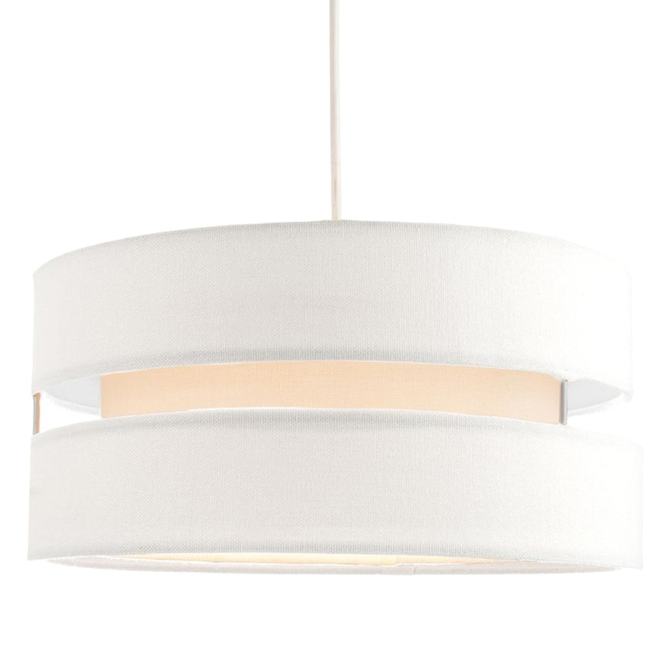 image 1 of Contemporary 14" White Linen Fabric Triple Tier Ceiling Pendant Lamp Shade | White | White | 1