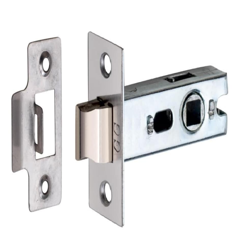 Golden Grace Bolt Through Sprung Lever Door Handle Tubular Latch Nickel Plated in Chrome Finish - 75mm