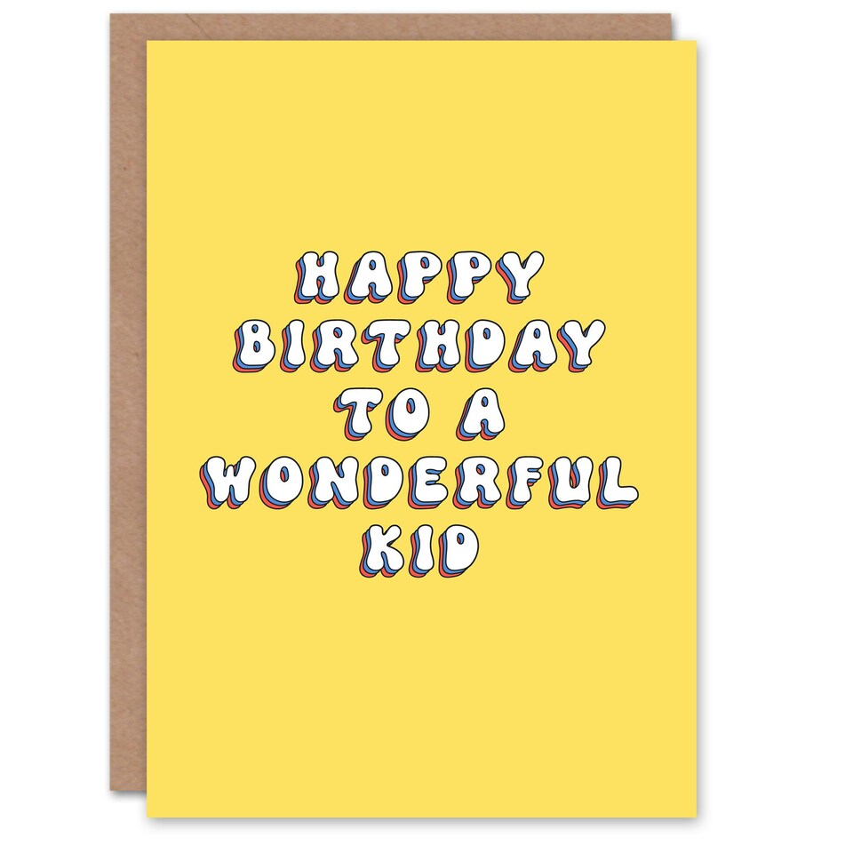 image 1 of Wonderful Kid Bright Fun Hippie Letters Non Binary Birthday Card